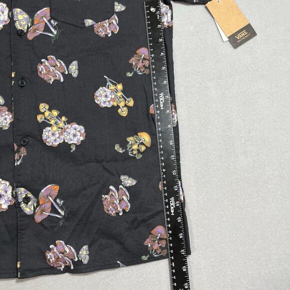 NWT Vans Shirt Mens Small Black Mushrooms Button Up Short Sleeve Skater Grunge - Picture 5 of 9